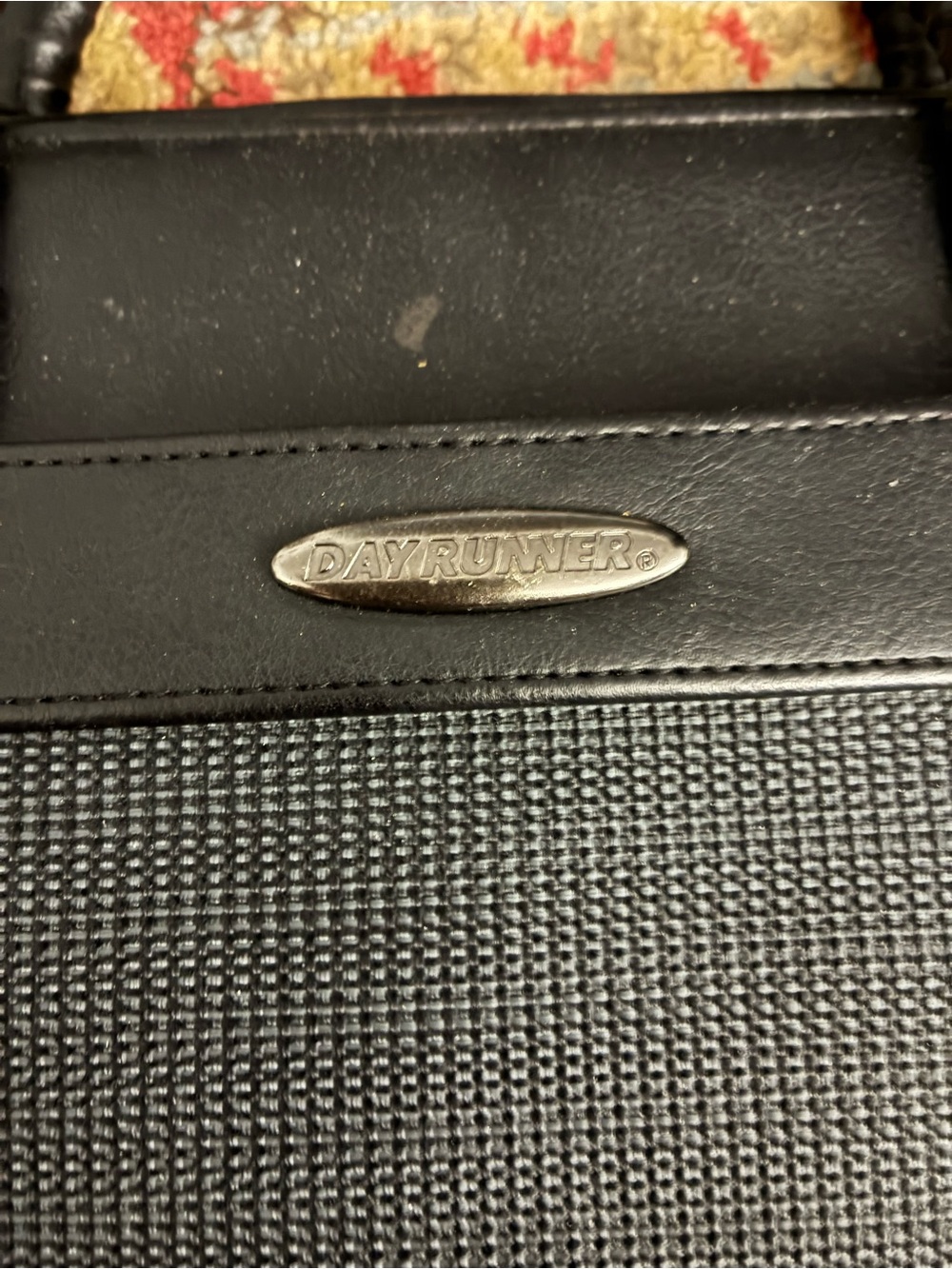 Men's Black Professional Briefcase - Textured Fabric & Leather - Picture 2 of 4